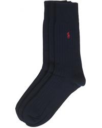 Polo Ralph Lauren 3-Pack Egyptian Cotton Ribbed Socks Navy