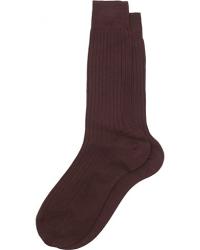 Bresciani Cotton Ribbed Short Socks Burgundy