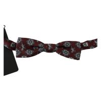 Dolce & Gabbana Men Bordeaux Maroon Lion Silk Adjustable Neck Bow Tie