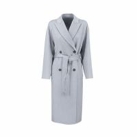 Handmade coat in cashmere double cloth with belt and monili