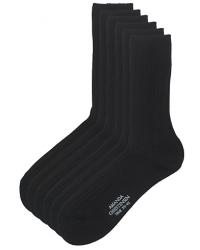 6-Pack True Cotton Ribbed Socks Black