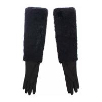 Beaver Fur Lambskin Leather Elbow Gloves