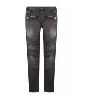 Slim Cut Faded and Ridged Cotton Jeans