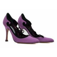 Satin Pumps in Leather with Suede Detailing