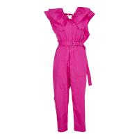 Ruffle-Detail Belted Jumpsuit