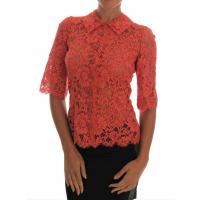 Crystal Buttons Floral Lace Blouse