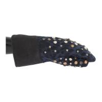 Wool Shearling Studded Leopard Gloves