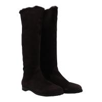 Fur Lined Knee-Length Boots in Suede