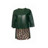 Pre-owned leather jacket with leopard ponyskin
