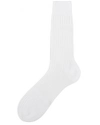 Bresciani Cotton Ribbed Short Socks White