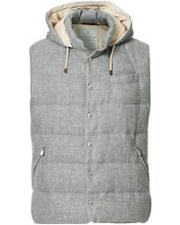 Brunello Cucinelli Linen/Wool Hooded Gilet Grey Melange