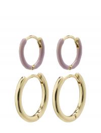 Marit Purple Hoop Earrings 2-In-1 Set Gold-Plated Gold Pilgrim