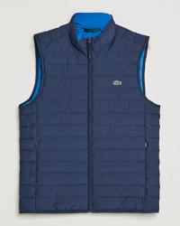Lacoste Lightweight Water-Resistant Quilted Zip Vest Navy Blue