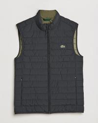 Lacoste Lightweight Water-Resistant Quilted Zip Vest Black