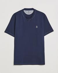 Brunello Cucinelli Short Sleeve Logo T-Shirt Navy