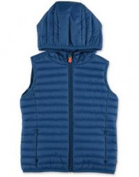quilted nylon padded vest jacket with hood