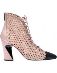 Nude woven leather ankle boot