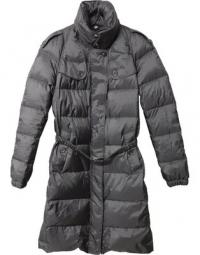Pre-owned Knee Length Belted Puffer Coat in Polyester
