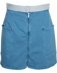 Pre-owned High-waist Denim Mini Skirt With Zip