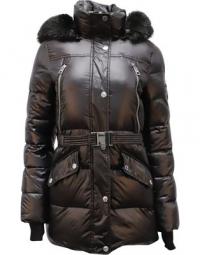 Faux Fur Hooded Quilted Jacket in Polyester