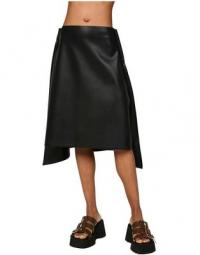 Asymmetric faux-leather skirt