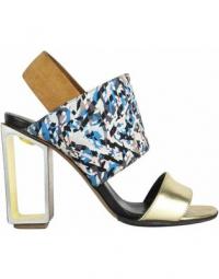 Printed Fabric Sandals with design heels