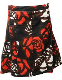 Pleated A-Line Skirt in Floral Print Cotton