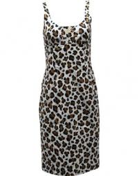 Leopard Print Sleeveless Midi Dress in Cotton