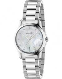 Gucci - Uomo/Donna - YA126542 - Steel case, white mother of pearl dial set with 12 diamonds, steel bracelet