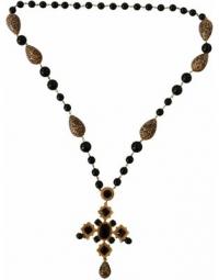 Tone Brass Cross Chain Crystal Necklace