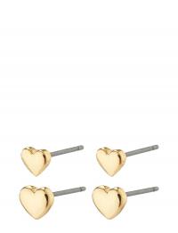 Afroditte Recycled Heart Earrings 2-In-1 Set Gold-Plated Gold Pilgrim