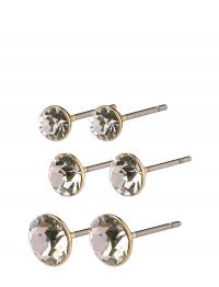 Millie Crystal Earrings, 3-In-1 Set, Gold-Plated Pilgrim Gold