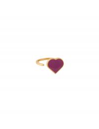 Big Heart Enamel Ring Gold Design Letters Purple