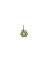 My Flower Charm 7Mm Silver Design Letters Green