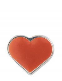 Enamel Heart Charm, Silver Design Letters Red