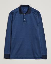 Eton Knit Jaquard Polo Shirt Blue