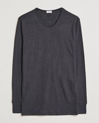 Zimmerli of Switzerland Wool/Silk Long Sleeve T-Shirt Charcoal