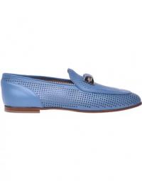 Sky blue perforated nappa leather loafers