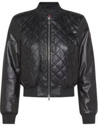 Short soft leather bomber jacket