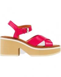 Fushia leather platform sandals - Colour: Rose