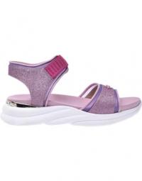 Sandals in lilac glitter-embellished fabric