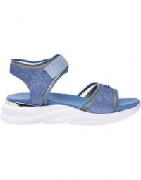 Sandals in blue glitter-embellished fabric