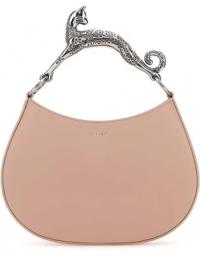 Pulver lyserød læderkat håndtaske