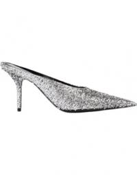 Square Knife silver open back pumps