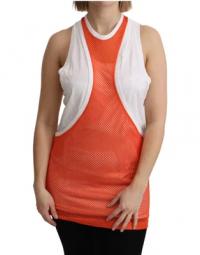 Dsquared2 orange hvid crewneck ærmeløs tank t-shirt kjole top