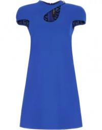 Elektrisk blå stretch crepe mini kjole